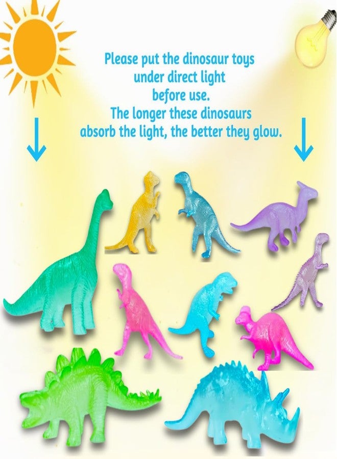 DURAZO Glow in Dark Dinosaur Toys, 11 Pieces Multi-Coloured Set, Party Favours and Classroom Prizes for Kids 3+ Years, Multicolour and Multishape Dino Toys - Image 2